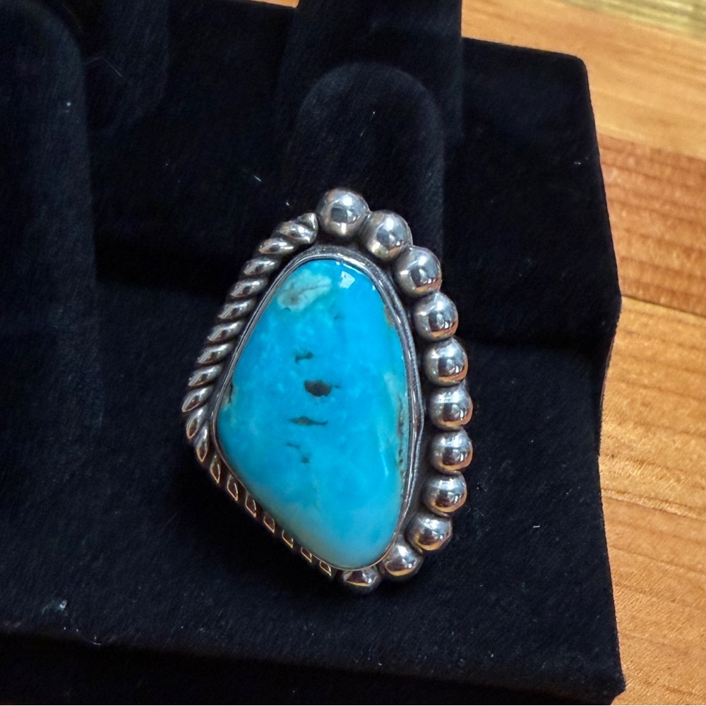 Sterling Silver Turquoise Statement Ring - Blue